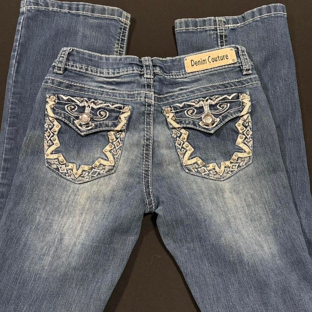 Denim Couture Y2K Rhinestone Embellished Bootcut Jeans (Size 3)